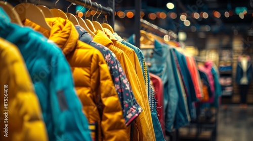 Wallpaper Mural Colorful Winter Jackets on Display in Boutique Store - Fashion Retail Shopping. Generative ai Torontodigital.ca