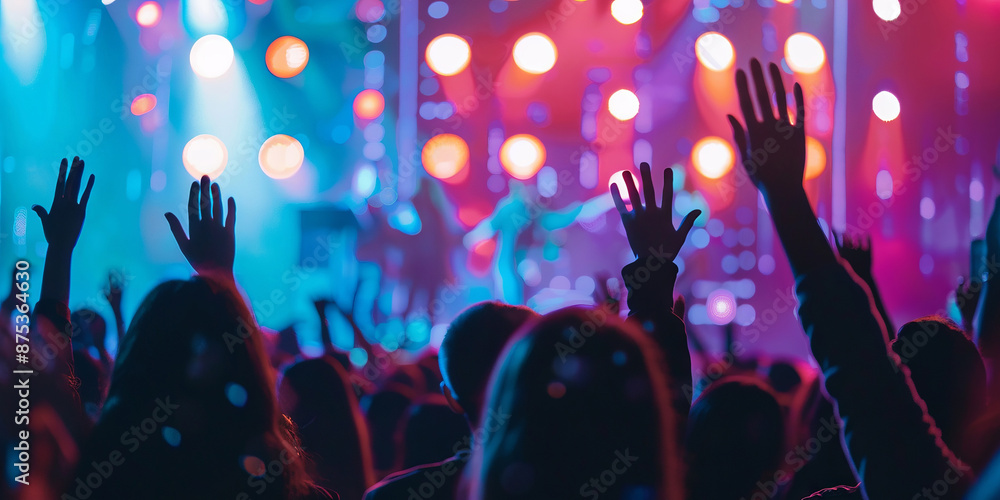 custom made wallpaper toronto digitalSilhouettes of a Crowd Enjoying a Concert