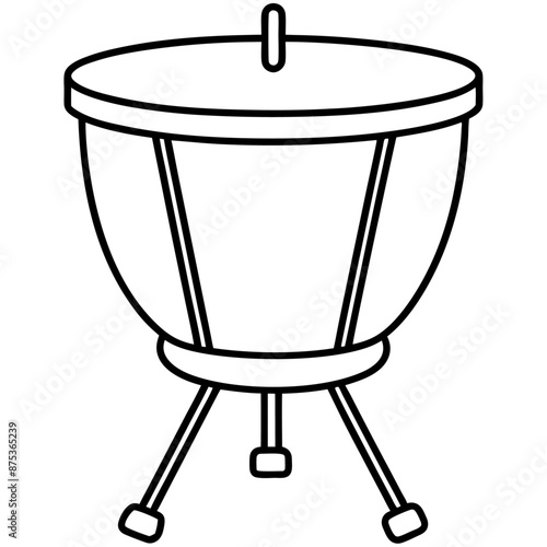 timpani outline coloring book page line art illustration digital drawing