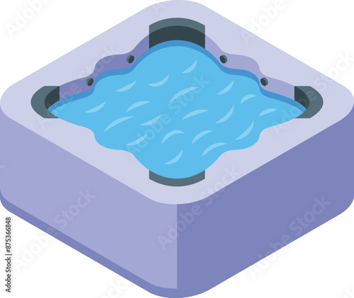 Square jacuzzi filled with water, offering a soothing and invigorating hydromassage experience