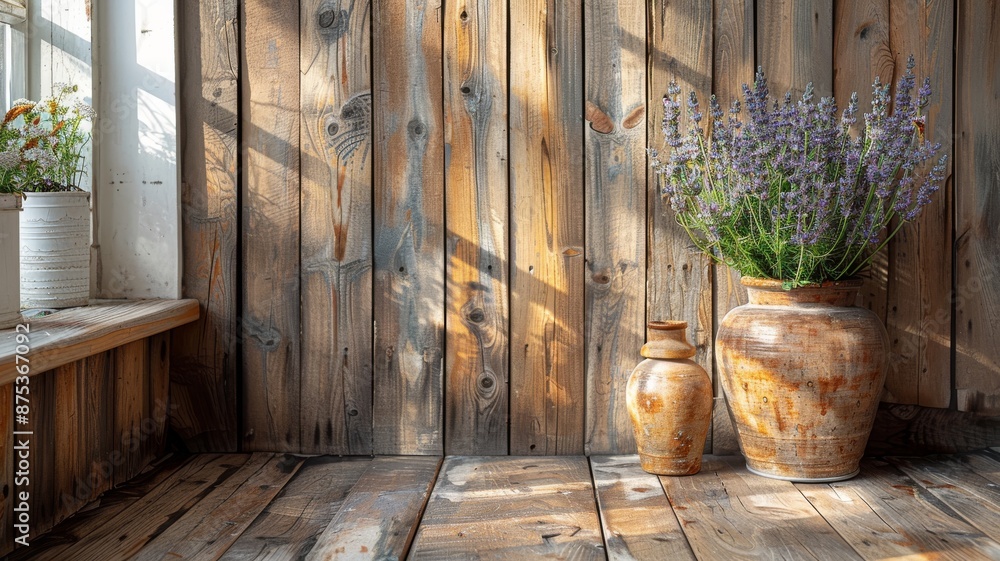 Fototapeta premium A warm wooden plank wall, vertical alignment, with varying shades of brown and natural wood grain details