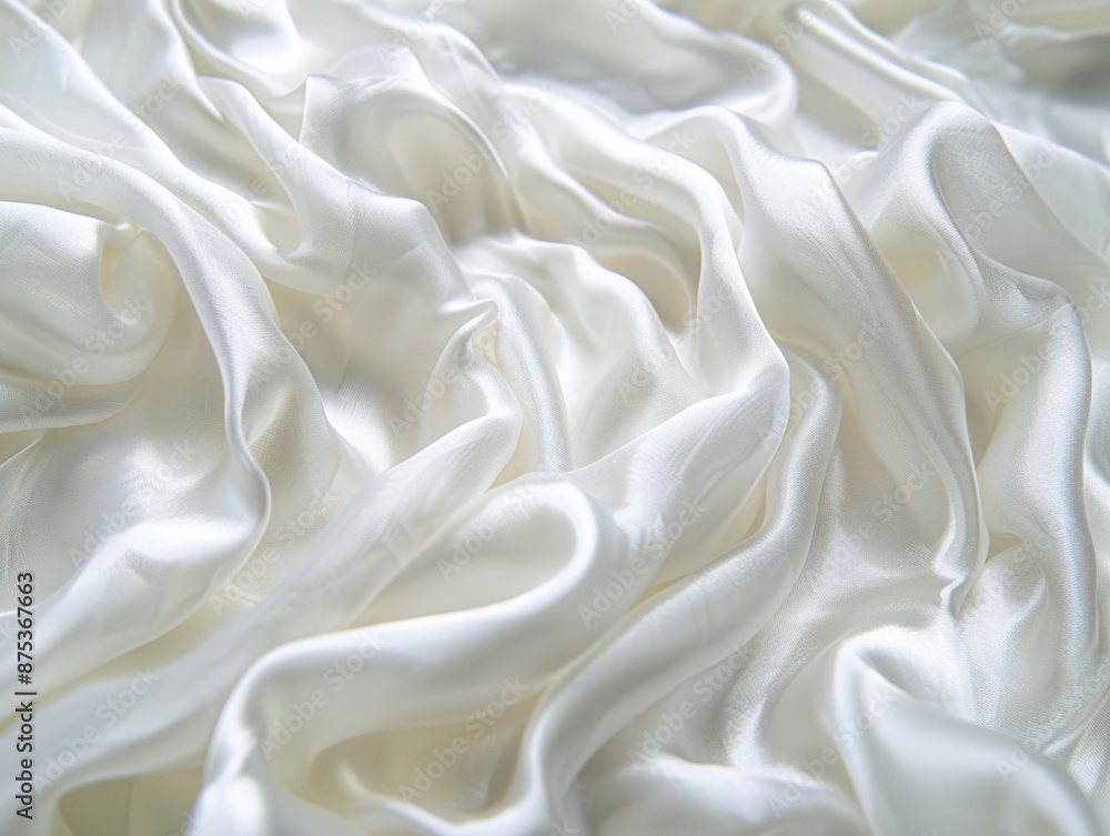 Luxurious white satin fabric with soft folds and elegant texture creating a sense of luxury Luxurious white satin fabric with soft folds and elegant texture creating a sense of luxury