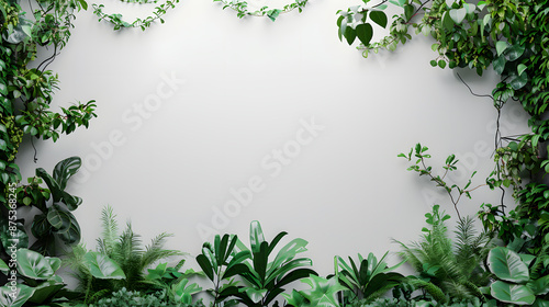 Wallpaper Mural A wall covered in vines and leaves with a white background Torontodigital.ca