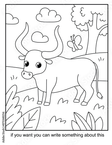 Bull coloring pages for kids