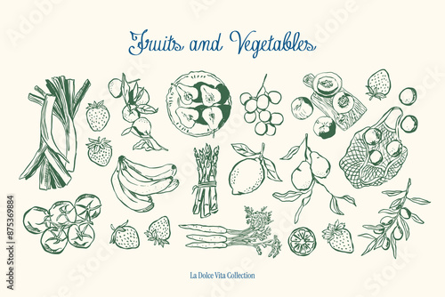 Minimalist Dolce Vita vector illustration collection. Art for greeting cards, wedding invitations, poster design, postcards, branding, logo design, background. Matisse style.	