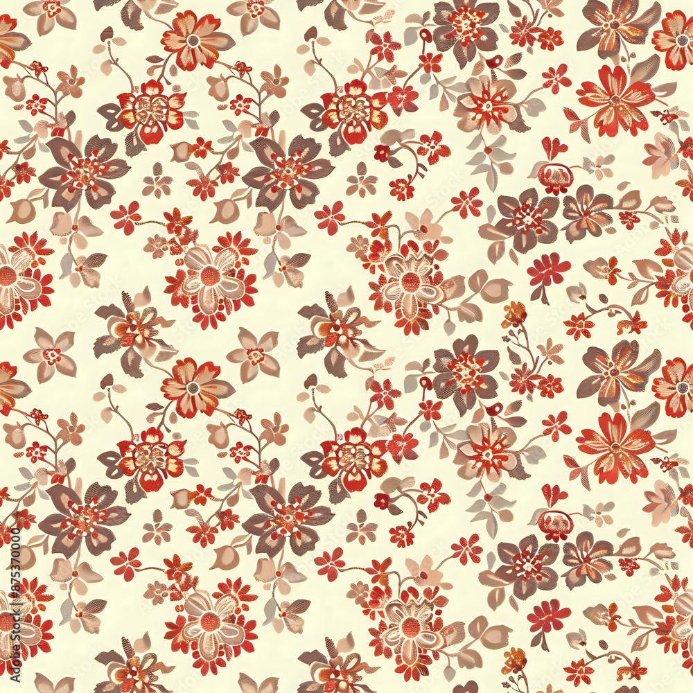 Retro Floral Design with Beige Background Retro Floral Design with Beige Background