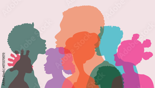 Mix race people avatars profile group of men and women of diverse culture Concept of racial equality Multicultural society Vector