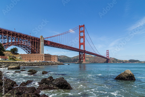 Golden Gate Bridge and Fort Point National Historic Site from Marine Dr