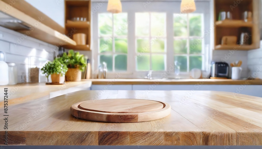 Wooden Cutting Board on Kitchen Countertop Wooden Cutting Board on Kitchen Countertop