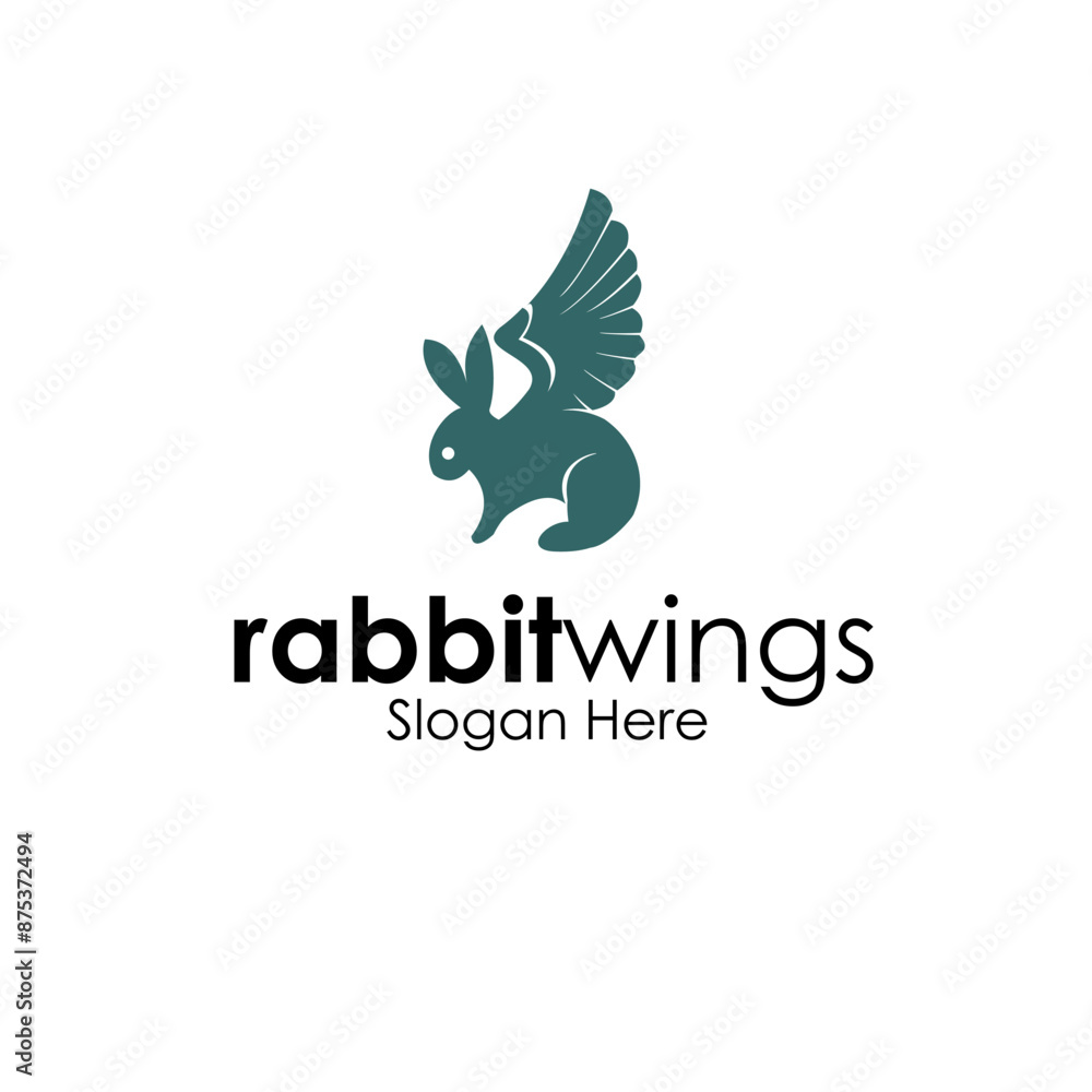 Obraz premium rabbit wings logo design concept stock vector