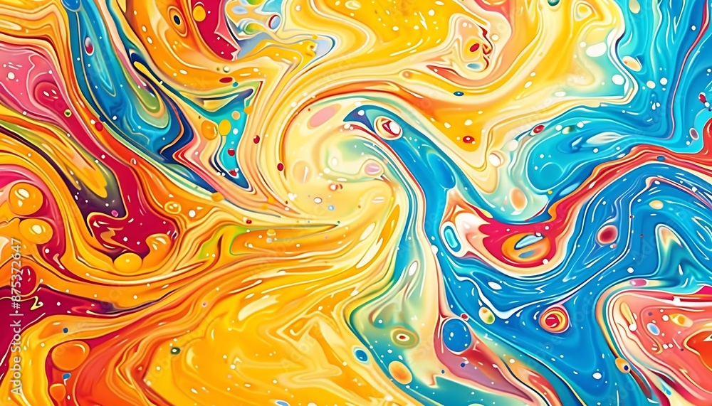 Bright and colorful marbling art background with swirling patterns and color splashes, dynamic and vibrant. Bright and colorful marbling art background with swirling patterns and color splashes, dynamic and vibrant.
