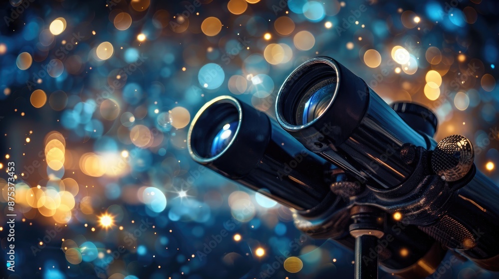 Scenic Sky View Seen Through Elegant Binoculars Scenic Sky View Seen Through Elegant Binoculars