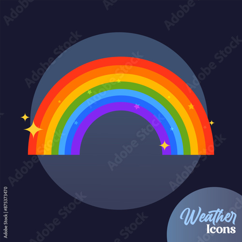 Vector weather icon with rainbow for mobile apps, websites, weather forecast, etc.	
