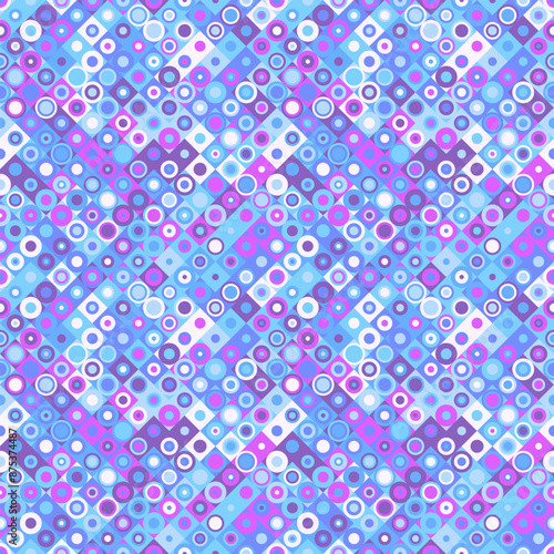 Colorful geometrical square and circle pattern background - seamless abstract vector graphic