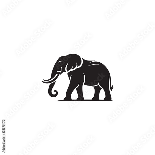 Elephant silhouette isolated on white