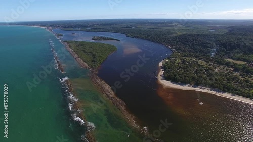 Aerial view of João de Tiba River, Santo André Village - Santa Cruz de Cabrália, Bahia, Brazil photo