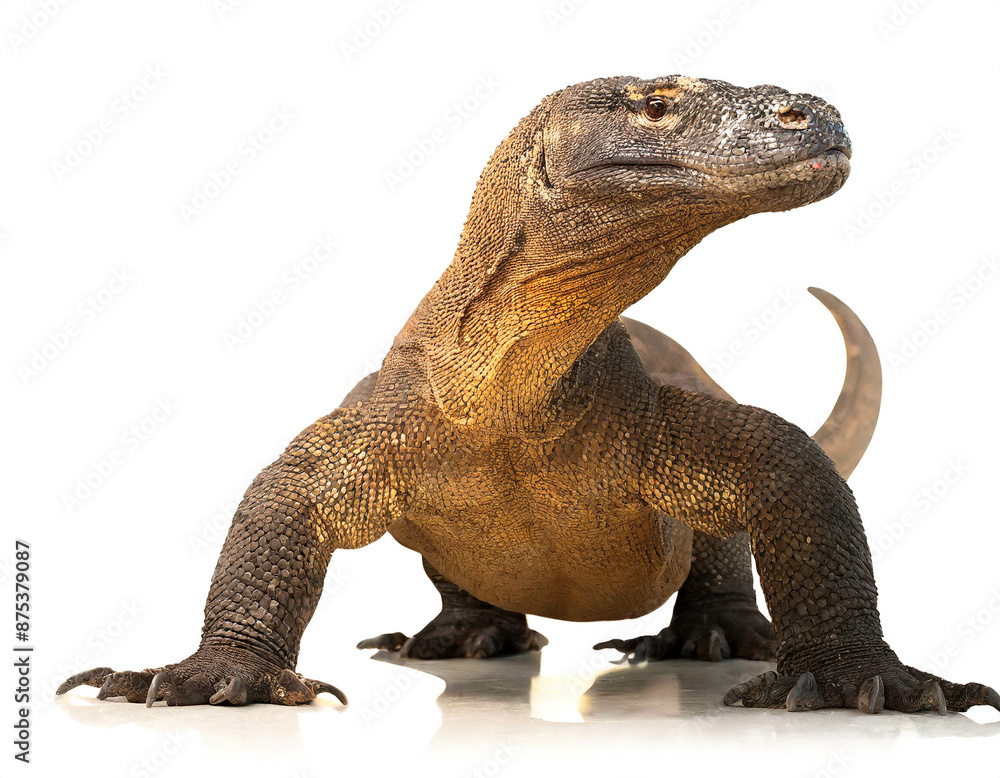 Fototapeta premium Komodowaran isoliert auf weißen Hintergrund, Freisteller