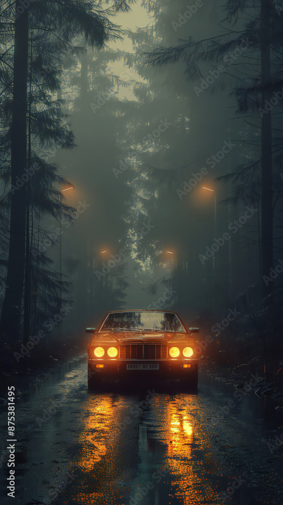 car on road in night car on road in night