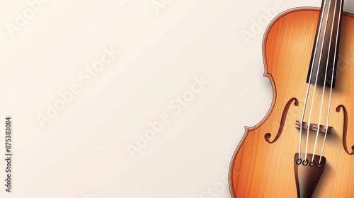 Half of a classic wooden violin on a light background