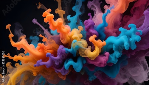 Creative liquid of matellic colours smoke, ink color swirl photo