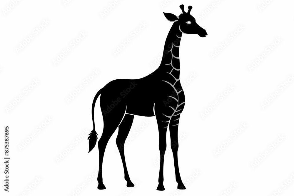 Fototapeta premium giraffe silhouette, giraffe vector silhouettes isolated on a white background, Wild animals silhouette, giraffe 