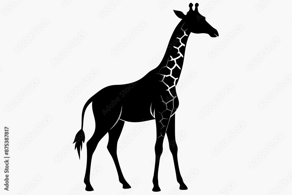 Naklejka premium giraffe silhouette, giraffe vector silhouettes isolated on a white background, Wild animals silhouette, giraffe 