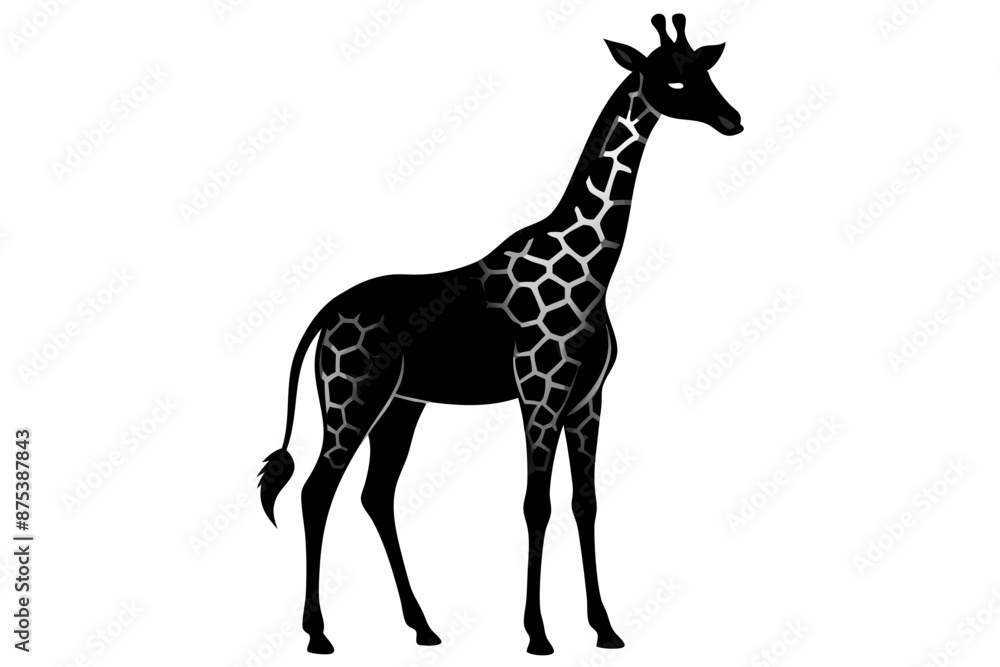 Naklejka premium giraffe silhouette, giraffe vector silhouettes isolated on a white background, Wild animals silhouette, giraffe 