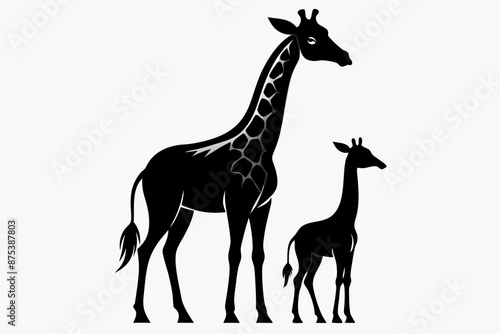 Photography giraffe silhouette, giraffe vector silhouettes isolated on a white background, W