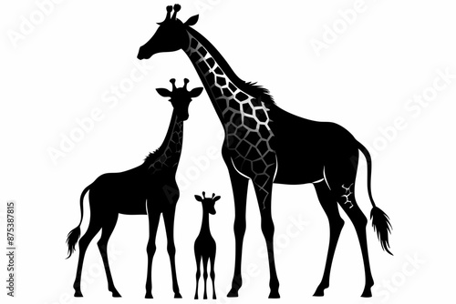 Photography giraffe silhouette, giraffe vector silhouettes isolated on a white background, W