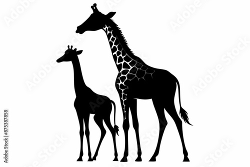 Photography giraffe silhouette, giraffe vector silhouettes isolated on a white background, W