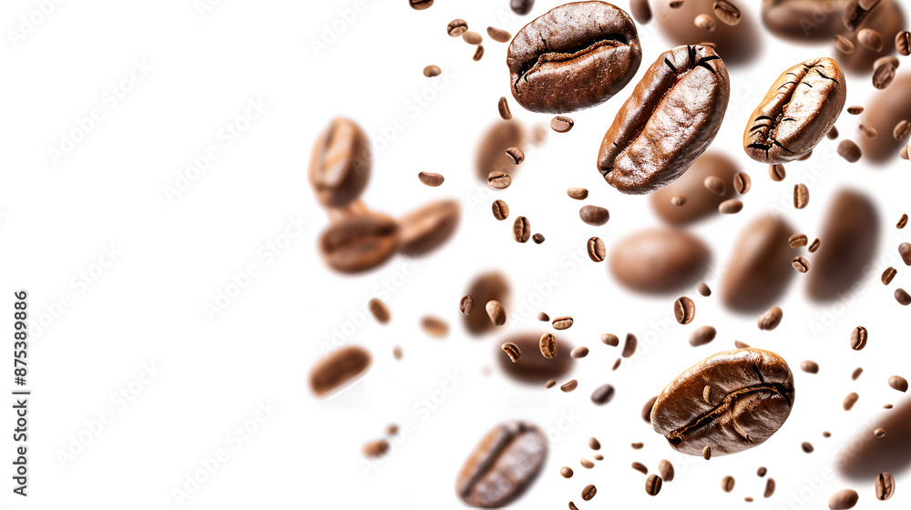 Flying Whirl of Roasted Coffee Beans Studio Shot Flying Whirl of Roasted Coffee Beans Studio Shot
