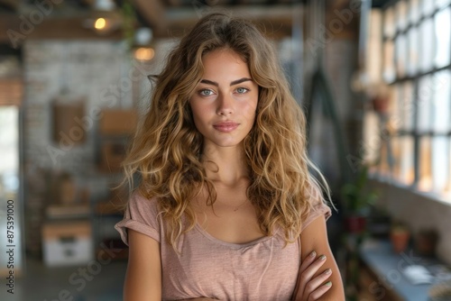 Wallpaper Mural Confident Businesswoman Standing with Crossed Arms in Office Torontodigital.ca