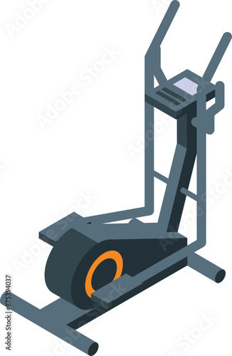 Elliptical trainer machine standing on floor for cardio workout at home or gym
