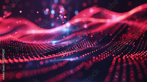 Wallpaper Mural Abstract Red Wave with Glowing Particles Torontodigital.ca