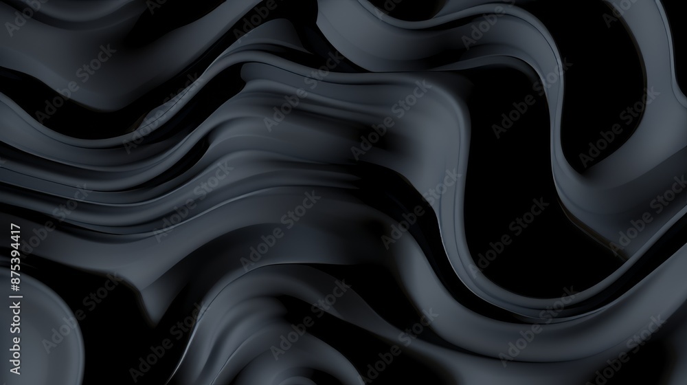 Obraz premium Dark fluid abstract waves background illustrates fluidity and modernity in motion concept