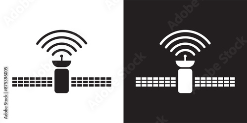 Satellite Data Icon set, satellite icon symbol template for graphic and web design, Broadcasting satellite vector
