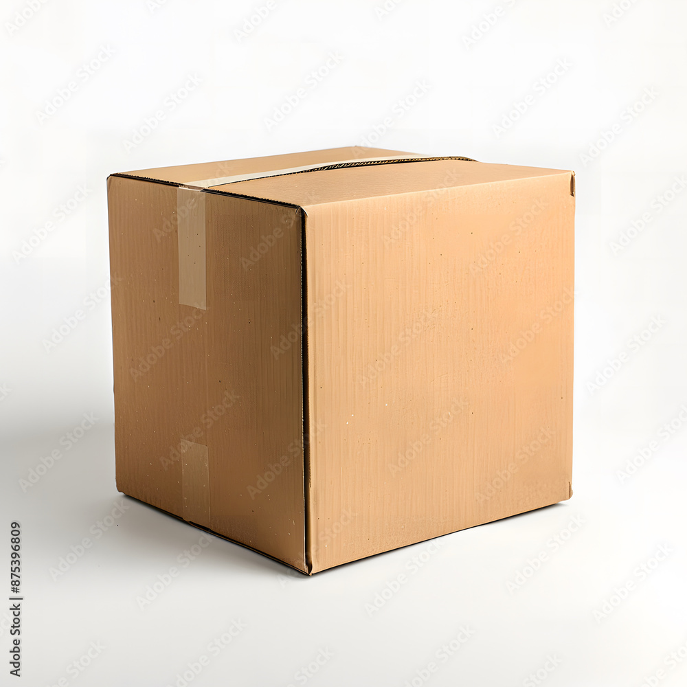 Cardboard box with flip open lid, lid open, isolated on white design Cardboard box with flip open lid, lid open, isolated on white design
