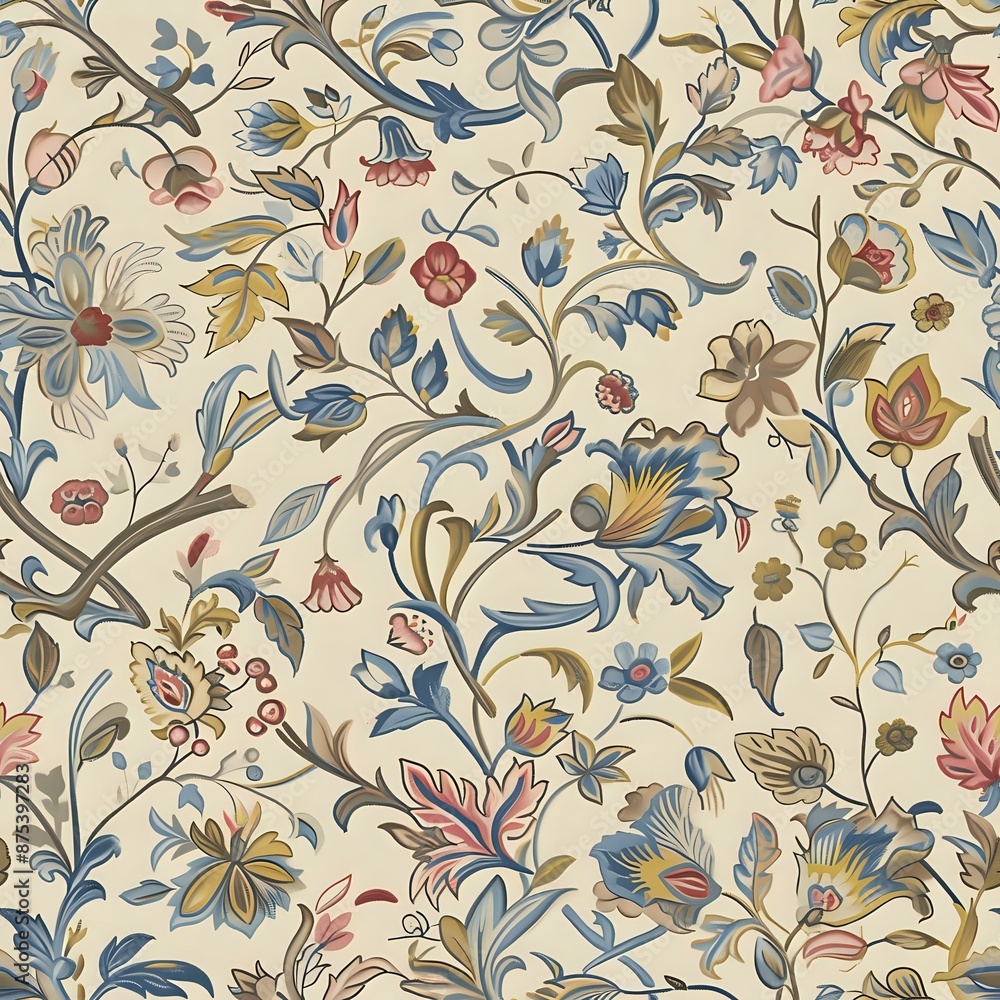 Blue, Green, and Pink Floral Grid for Home Decor Blue, Green, and Pink Floral Grid for Home Decor