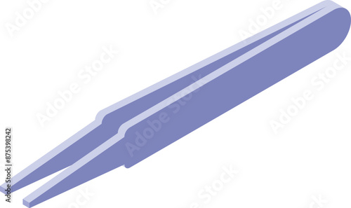 Pair of metal tweezers are shown lying diagonally with a white background
