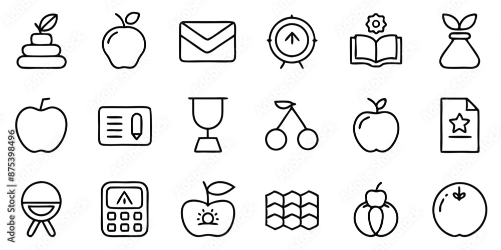 Fototapeta premium Fruits Icon Outlined