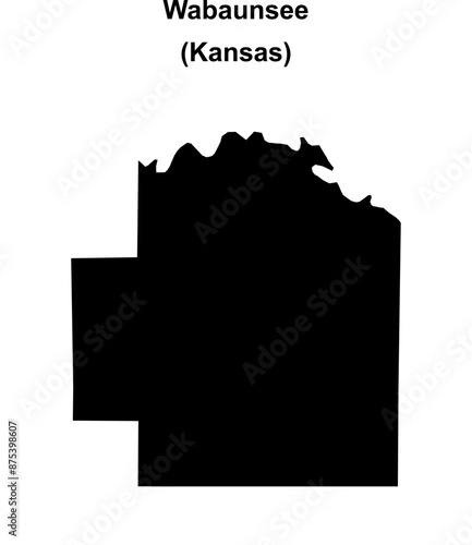 Wabaunsee County (Kansas) blank outline map photo