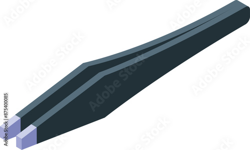 Isometric icon of metal tweezers for eyebrow correction or removal of unwanted hair