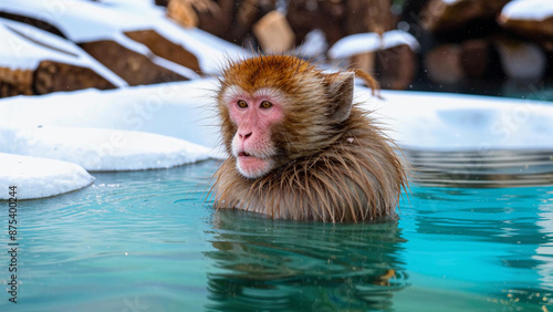 a monkey that is sitting in the water