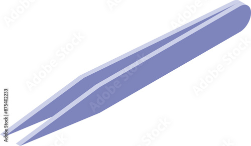 Simple illustration of a pair of metal tweezers lying diagonally, useful for makeup, medical and beauty concepts