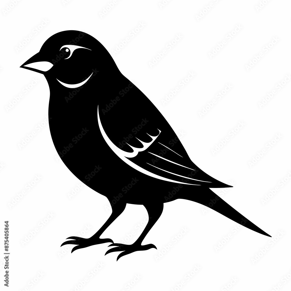 Fototapeta premium Sparrow black silhouette