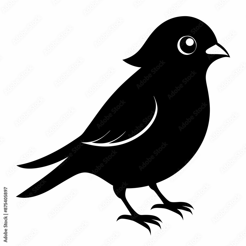 Obraz premium Sparrow black silhouette