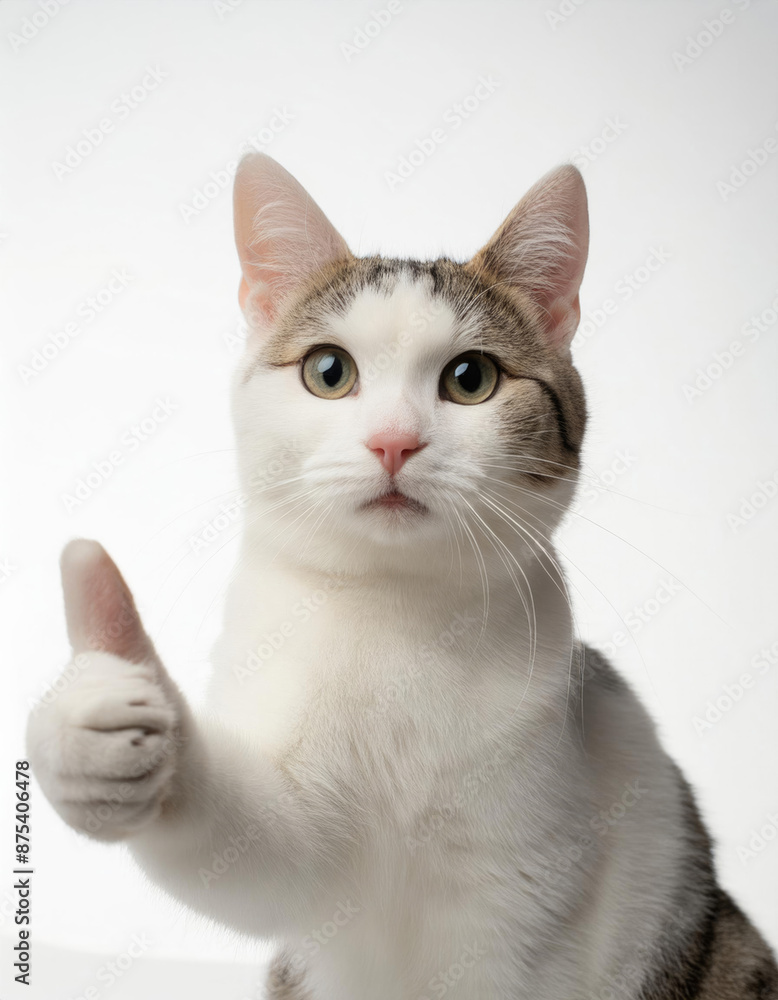 Fototapeta premium shorthair cat giving a thumbs up