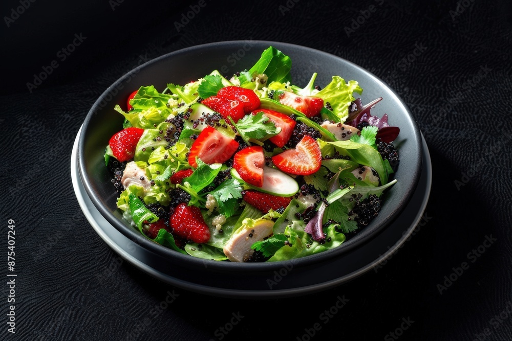 Tender Black Quinoa Salad with Succulent Sliced Strawberries Tender Black Quinoa Salad with Succulent Sliced Strawberries