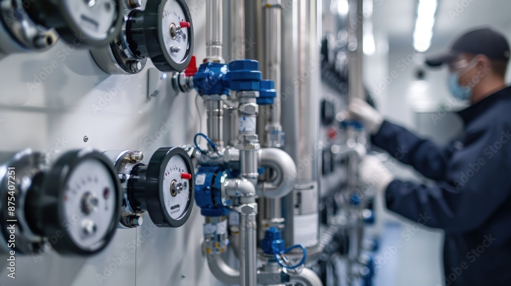A person is wearing gloves and touching a pipe. Generate AI image A person is wearing gloves and touching a pipe. Generate AI image