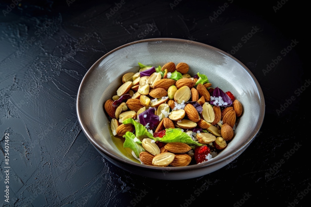 Tantalizing Almonds in Porcelain Bowl with Shimmering Olive Oil Tantalizing Almonds in Porcelain Bowl with Shimmering Olive Oil